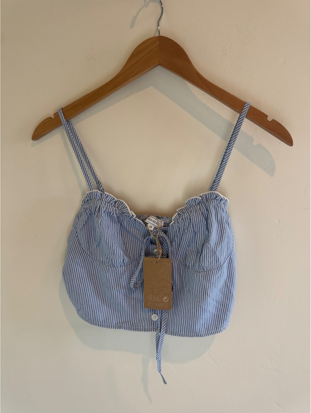 RIHOAS Blue White Striped Corset Bustier Crop Top XS NWT